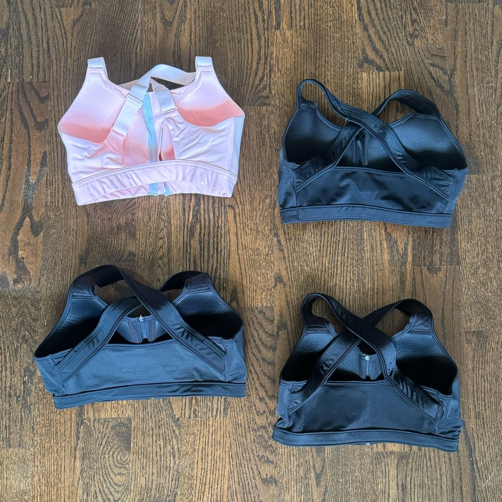 Under Armour sports bras; 3front zip, 1 pullover